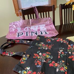 V/Secret pink/white open tote org.$25.00 Price $20